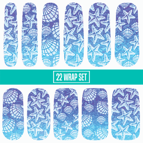 Seashells & Starfish β¦ Nail Wrap β¦ 22 - tip Set - Espionage CosmeticsEspionage CosmeticsSeashells & Starfish β¦ Nail Wrap β¦ 22 - tip Set