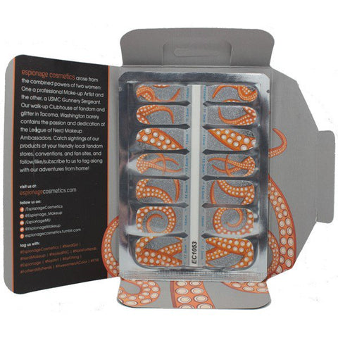 Tentacles Orange & Silver ✦ Nail Wraps ✦ 14-tip Set