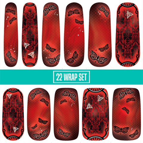 ππ Crimson Shriek β¦ Nail Wrap β¦ 22-tip Set