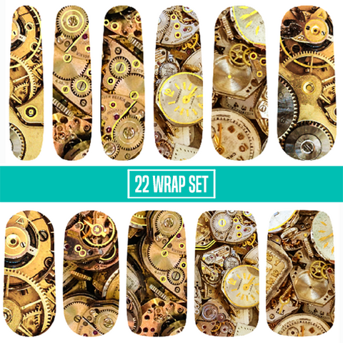 🔖🔖 Timekeeping ✦ Nail Wrap ✦ 22-tip Set