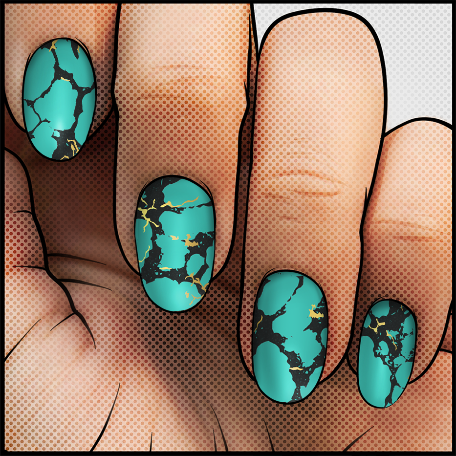 Turquoise Nail Wrap 22 tip Sets Espionage Cosmetics