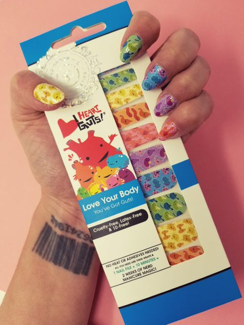I HEART GUTS : Love Your Body ✦ Licensed Nail Wrap ✦ 22-tip Set