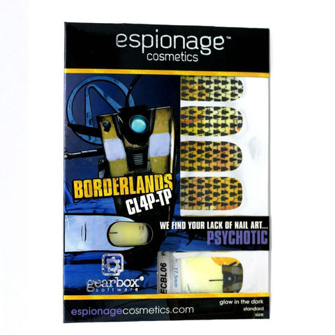 Borderlands: CL4P - TP ✦ Licensed Nail Wrap ✦ 14 - tip Set - Espionage CosmeticsEspionage CosmeticsBorderlands: CL4P - TP ✦ Licensed Nail Wrap ✦ 14 - tip Set