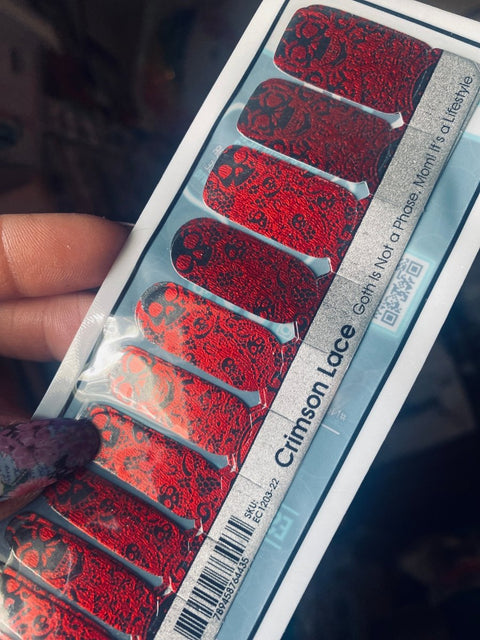 Crimson Lace ✦ Nail Wrap ✦ 22 - tip Set - Espionage CosmeticsEspionage CosmeticsCrimson Lace ✦ Nail Wrap ✦ 22 - tip Set