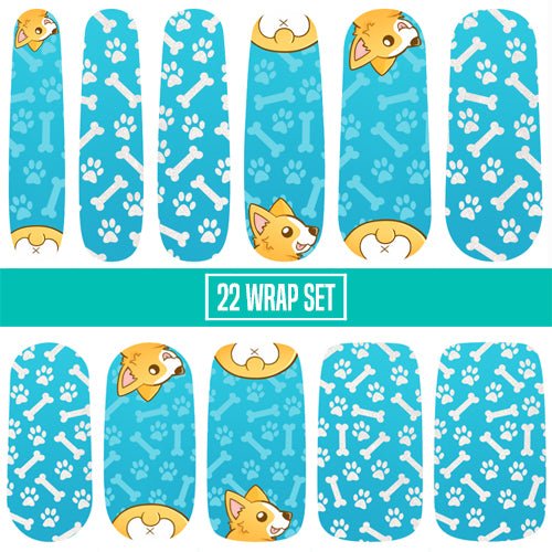 I Heart Corgis ✦ Nail Wrap ✦ 22 - tip Set - Espionage CosmeticsEspionage CosmeticsI Heart Corgis ✦ Nail Wrap ✦ 22 - tip Set