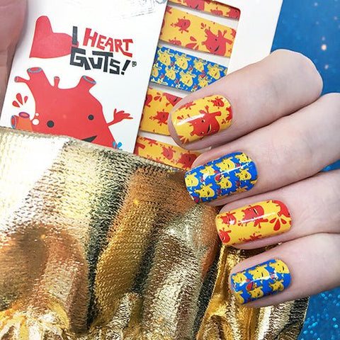 I HEART GUTS : Heart of Gold ✦ LICENSED Nail Wrap ✦ 22 - tip Set - Espionage CosmeticsEspionage CosmeticsI HEART GUTS : Heart of Gold ✦ LICENSED Nail Wrap ✦ 22 - tip Set