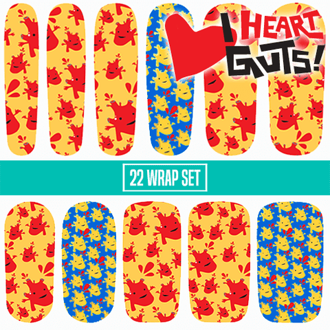 I HEART GUTS : Heart of Gold ✦ LICENSED Nail Wrap ✦ 22 - tip Set - Espionage CosmeticsEspionage CosmeticsI HEART GUTS : Heart of Gold ✦ LICENSED Nail Wrap ✦ 22 - tip Set