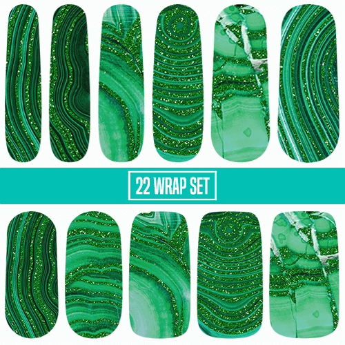 Malachite ✦ Nail Wrap ✦ 22 - tip Set - Espionage CosmeticsEspionage CosmeticsMalachite ✦ Nail Wrap ✦ 22 - tip Set