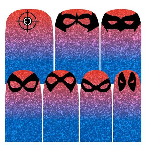 MASKS Blue & Red ✦ Nail Wrap ✦ 14 - tip Set - Espionage CosmeticsEspionage CosmeticsMASKS Blue & Red ✦ Nail Wrap ✦ 14 - tip Set