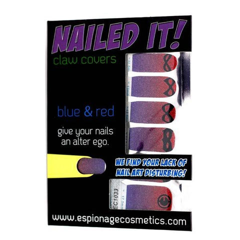 MASKS Blue & Red ✦ Nail Wrap ✦ 14 - tip Set - Espionage CosmeticsEspionage CosmeticsMASKS Blue & Red ✦ Nail Wrap ✦ 14 - tip Set