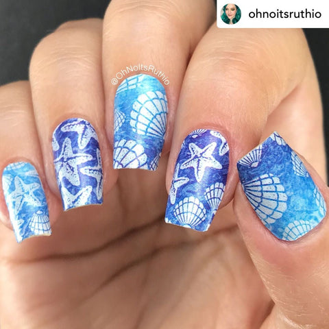 Seashells & Starfish ✦ Nail Wrap ✦ 22 - tip Set - Espionage CosmeticsEspionage CosmeticsSeashells & Starfish ✦ Nail Wrap ✦ 22 - tip Set