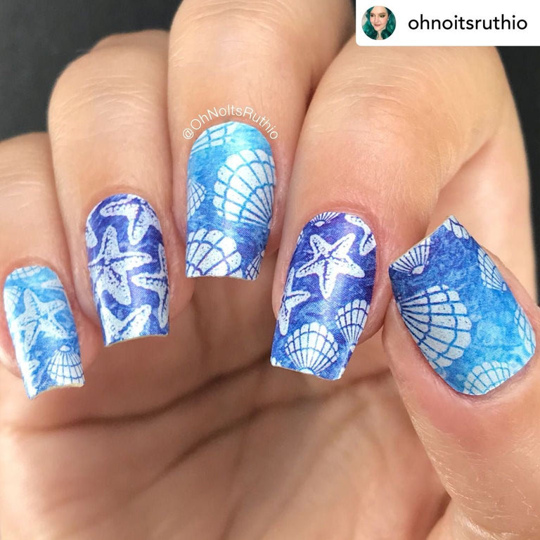 Seashells & Starfish ✦ Nail Wrap ✦ 22 - tip Set - Espionage CosmeticsEspionage CosmeticsSeashells & Starfish ✦ Nail Wrap ✦ 22 - tip Set