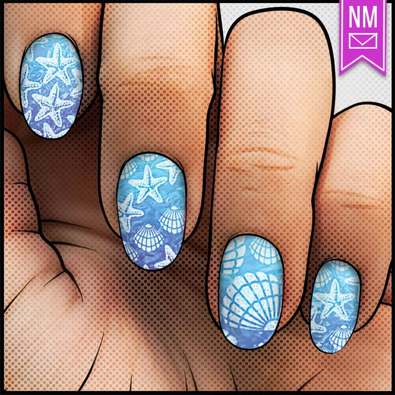 Seashells & Starfish ✦ Nail Wrap ✦ 22 - tip Set - Espionage CosmeticsEspionage CosmeticsSeashells & Starfish ✦ Nail Wrap ✦ 22 - tip Set