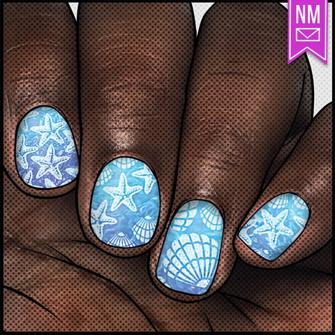 Seashells & Starfish ✦ Nail Wrap ✦ 22 - tip Set - Espionage CosmeticsEspionage CosmeticsSeashells & Starfish ✦ Nail Wrap ✦ 22 - tip Set