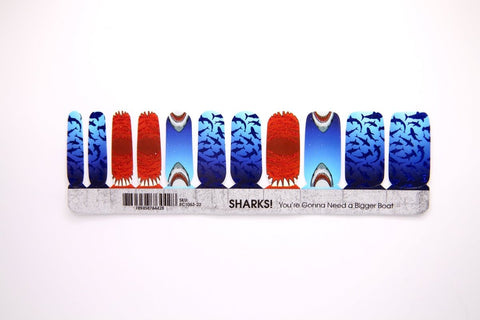 Sharks ✦ Nail Wrap ✦ 22 - tip Set - Espionage CosmeticsEspionage CosmeticsSharks ✦ Nail Wrap ✦ 22 - tip Set