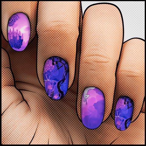 THE LAST UNICORN: Enchanted Forest✦ LICENSED Nail Wrap ✦ 22-tip Set