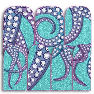 Tentacles Blue & Purple ✦ Nail Wraps ✦ 14-tip Set