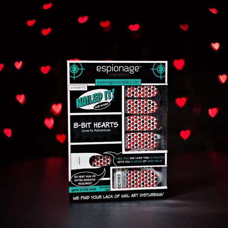8-bit Hearts-Nail Wraps-Espionage Cosmetics