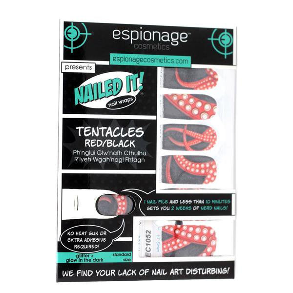 Tentacles BLACK & RED || Nail Wraps || 14-tip Set