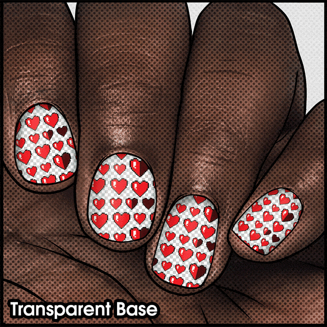 8-Bit Hearts ✦ Nail Wrap ✦ 22-tip Set