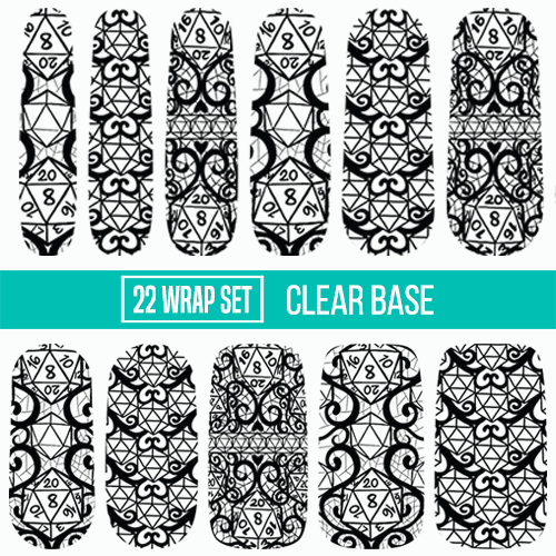 D20 Lace  || Nail Wrap || 22-tip Set