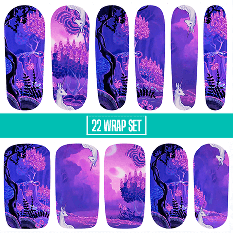 THE LAST UNICORN: Enchanted Forest✦ LICENSED Nail Wrap ✦ 22-tip Set