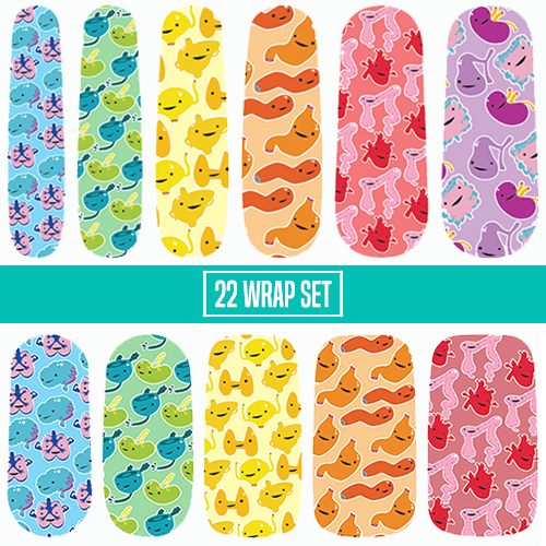 I HEART GUTS : Love Your Body || LICENSED Nail Wrap || 22-tip Set