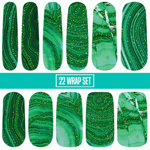 Malachite || Nail Wrap || 22-tip Set