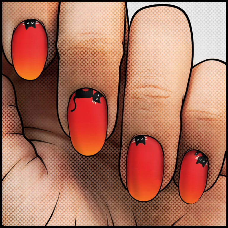 Peek-a-Boo Cats: ORANGE || Nail Wrap || 22-tip Set