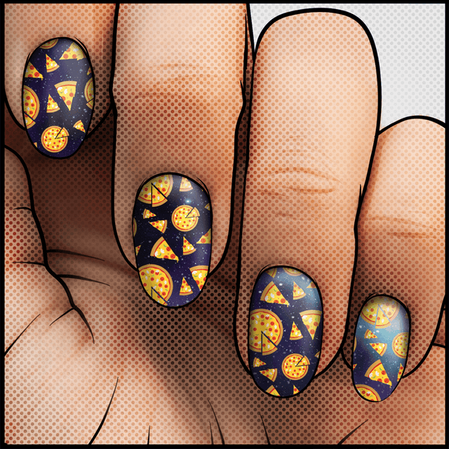 Pizza In SPACE || Nail Wrap || 22-tip Set