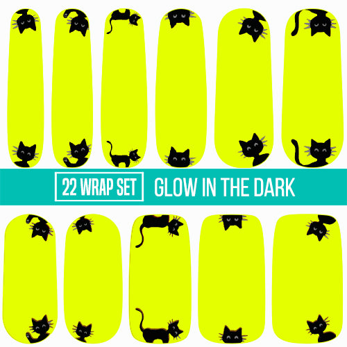 Peek-a-Boo Cats: ORANGE || Nail Wrap || 22-tip Set